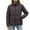 Coffee, variant on hoksml Women's Short Puffer Jacket with Stand Collar, Solid Color Zip Front Coat Fashion Cropped Winter Jacket with Pockets