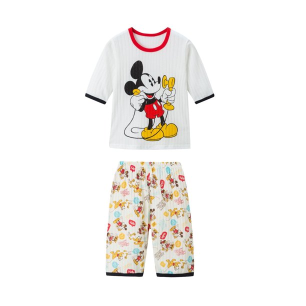 Conjunto de pijamas Elsa Disney, novedad de verano, ropa de dormir para niños, traje de manga tres cuartos de algodón transpirable, ropa de noche de 140cm Gao Jinjia LED