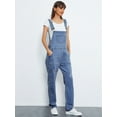thumbnail image 5 of Womens Distressed Denim Overalls with Tapered Leg and Pockets,Indigo,Medium, 5 of 7