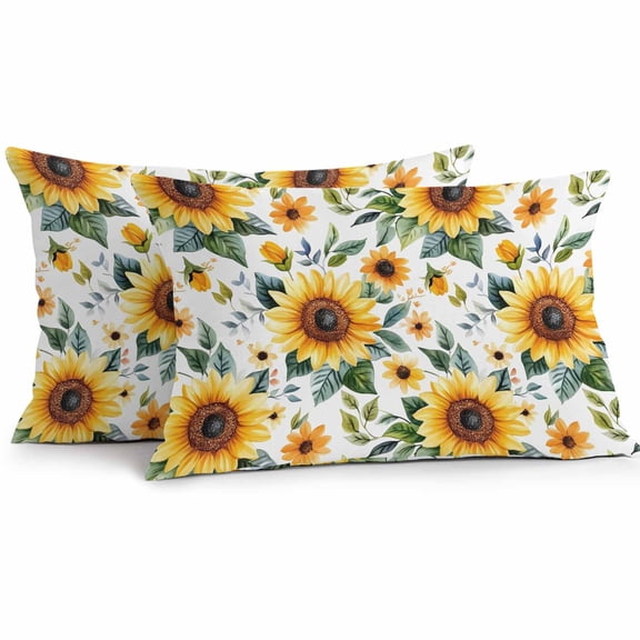 Rustic Sunflower Outdoor Pillow Covers Pack of 2 Floral Leaf Farmhouse Waterproof Throw Pillow Covers Decorative Cushion Cases for Patio Garden Tent Balcony Couch 20x12 inch