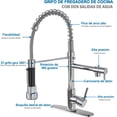 thumbnail image 4 of Grifo para Fregadero con 2 Salidas Mezcladora para Cocina De Acero Inoxidable, Tirar del Anillo Libera las Manos, Grifos Monomando Desplegable Llaves para Tarja Incluye 2 Mangueras Fría y Caliente, 4 of 7