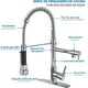 thumbnail image 4 of Grifo para Fregadero con 2 Salidas Mezcladora para Cocina De Acero Inoxidable, Tirar del Anillo Libera las Manos, Grifos Monomando Desplegable Llaves para Tarja Incluye 2 Mangueras Fría y Caliente, 4 of 7