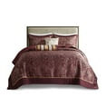 thumbnail image 2 of Madison Park Queen Aubrey 5-Piece Jacquard Bedspread Set with Throw Pillows, Burgundy, 2 of 5