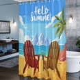 thumbnail image 3 of Hello Summer Shower Curtains for Bathroom, Beach Sandy Chairs Bird Green Tree Coastal Washable Fabric Shower Curtain with Hooks Waterproof Bathroom Decor Sets, 72 x 72 Inches, 3 of 9