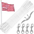 thumbnail image 1 of 50FT Flag Pole Rope Line Kit, 0.23 inch Flag Rope and Clips Kit Replacement with 4PCS Swivel Flag Pole Hook Clips/Cleat Hook, 1 of 6