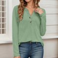 thumbnail image 1 of MHFRRA Camisa de Manga Larga con Cuello En V y Botones para Mujer, Blusa Informal para Otoño e Invierno, Cómoda, de Tela Suave, Elegante, para Uso Diario. Verde Claro, 1 of 7