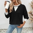 thumbnail image 6 of Warop Women's Colorblock Knit Sweater Round Neck Twist Texture Long Sleeve Pullover Loose Fit Top for Winter, 6 of 6