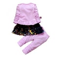 thumbnail image 2 of Baby Girls Clothing Set 2pcs Long Sleeve T Shirt and Skirt Pants Cute Clothes for Kids,Purple,1-2Years, 2 of 4