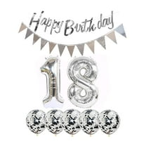 2 Balloons Number 18 Happy AFN1Birthday Garland Silver foil Balloon 18th Birthday Decoration 5 Confetti Balloons boy Girl 18 Year Birthday Decoration Number Balloon 18 Balloons 18 Birthday