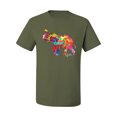 thumbnail image 2 of Wild Bobby, Colorful Walking Good Luck Elephant Animal Lover Men's Graphic T-Shirt, Military Green, X-Large, 2 of 3
