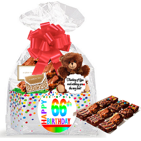 - 66th Birthday / Anniversary Gourmet Food Gift Basket Chocolate Brownie Variety Gift Pack Box (Individually Wrapped) 12pack