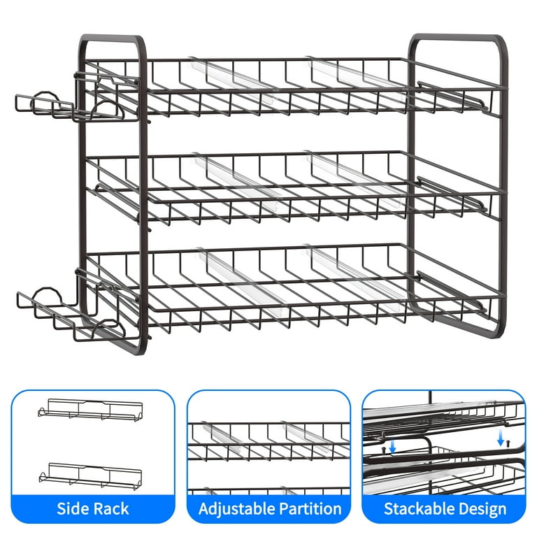 Fuleadture 3 Tier Can Organizer Storage Rack Stackable Freestanding Pantry  Holder Holds 42 Cans for Kitchen Cabinet in Silver