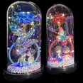 thumbnail image 3 of 1 Valentines Day Gifts for Her, Gifts for Women, Gifts for Mom,Galaxy Pink Butterfly Rose Gifts for Mothers Day Birthday Christmas Crystal Flowers Light Up Couple in Glass Dome (Color May Vary), 3 of 6