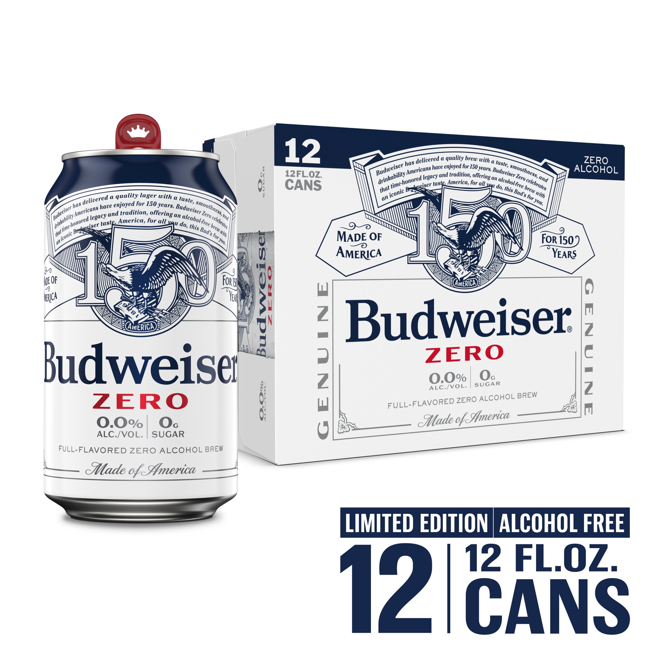 Budweiser ZERO ノンアルコールビール Budweiser Zero Non-Alcoholic Domestic Beer, 12 Pack, 12 fl. oz