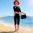 thumbnail image 6 of Eltusu Girls Rush Gard Sets, 3 Pieces Long Sleeve Vacation Sun Protect Bathing Suits Black Size 5-6T, 6 of 7