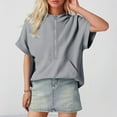 thumbnail image 4 of Gray Sweatshirt for Women Oversized Half Zip Hoodies Short Sleeve Casual Sweatshirts Pullover Tops with Pockets, 4 of 4