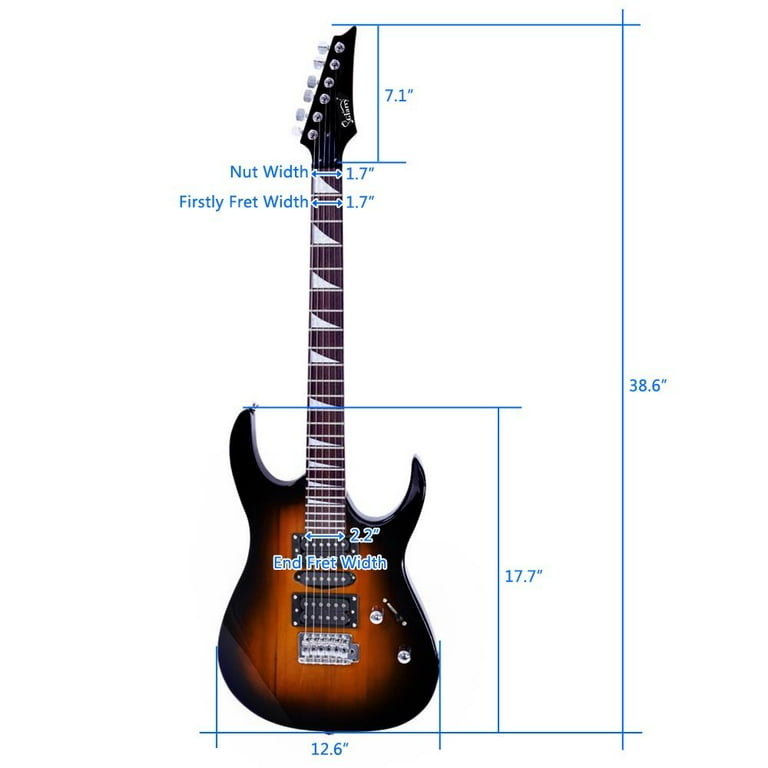 Glarry 170 Type 6 String Right Hand Electric Guitar with 20W Amplifier for Beginner