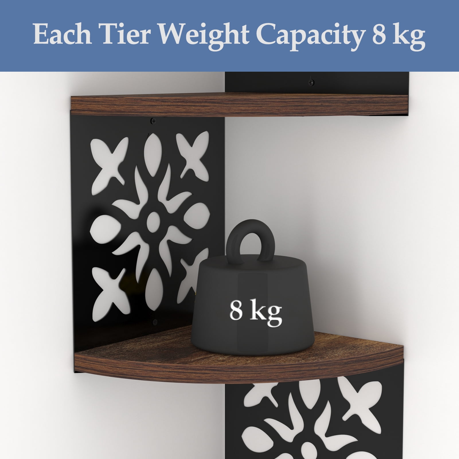 5-Tier Floating Corner Shelf for Wall, Moon Phase Corner Shelves for Bedroom Bathroom Kitchen Living Room