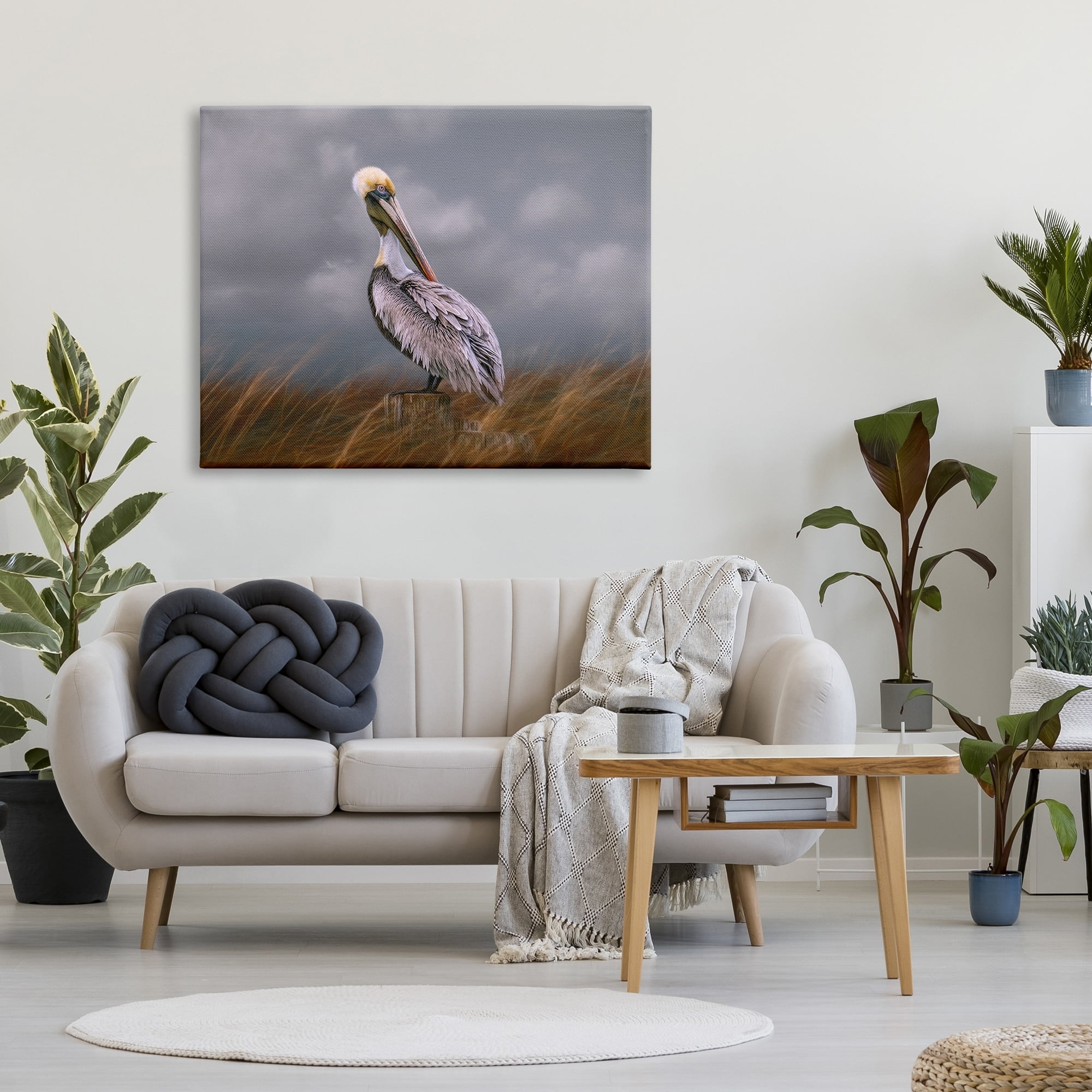 Stupell Wildlife Pelican Bird Cloudy Sky Animals & Insects Photography Gallery Wrapped Canvas Print Wall Art