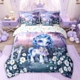 thumbnail image 3 of Manfei Cartoon Unicorn Bed in a Bag Twin size, Dreamy Animal Bed Set, Rustic Floral Reversible Bedding Twin Size, Microfiber Bedroom Decoration, 7pcs, 3 of 9