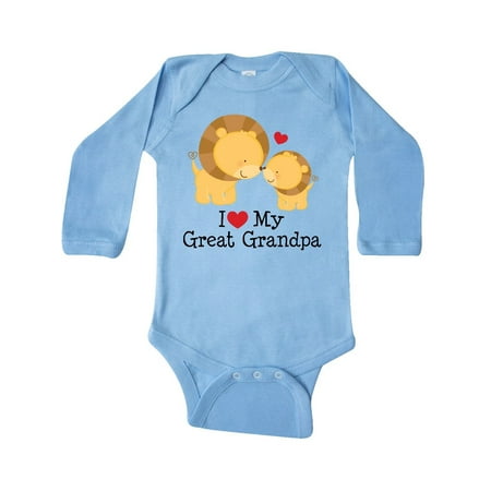 

Inktastic I Love My Great Grandpa Gift Baby Boy or Baby Girl Long Sleeve Bodysuit