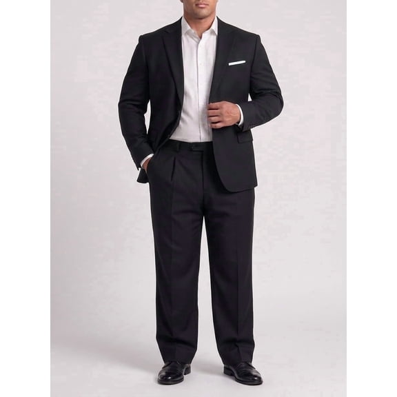 Men's Big & Tall 2-Piece Suit Set - Single Button for Wedding, Business & Formal Occasions Black 58