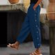 thumbnail image 1 of WILLBEST Pantalones Casuales para Mujer, con Botones, Cintura Alta, Pierna Ancha, Elásticos, con Cordón, Cómodos, Rectos, Largos, con Bolsillos. XXXL, 1 of 3