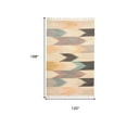 thumbnail image 4 of HomeRoots 511997 10 x 14 ft. Tan Blue & Orange Geometric Dhurrie Flatweave Handmade Rectangle Area Rug with Fringe, 4 of 4