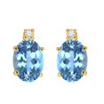 thumbnail image 4 of Mauli Jewels Ear Rings for Women 2.25 Carat 8x6MM Oval Shape Gemstone and Diamond Earrings Carat 14K Yellow Gold 4-Prong, 4 of 5