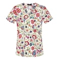 thumbnail image 4 of Camiseta estampada de manga corta con cuello en V, ropa de lavado bucal dental, salón de belleza, hospital de mascotas, médico, enfermera, ropa de trabajo de algodón, 4 of 5