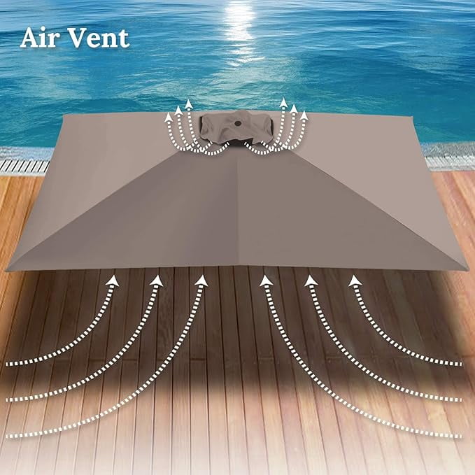 SOLAXO 6-Rib 10'x6.5' Solar Patio Umbrella Replacement Canopy cover for Outdoor