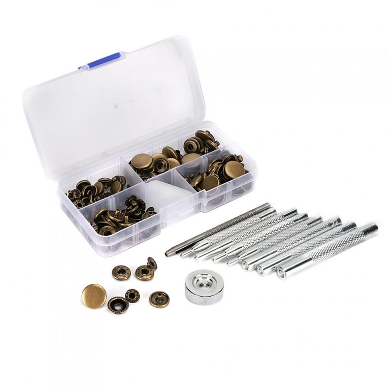 100pcs Leather Snap Fasteners Kit, 3 Sets Stainless Steel Button Snaps  Press Studs Fastener, Leather Snaps for Clothes, Jackets, Jeans Wears,  Bracelets, Bags (Standard) 