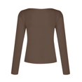 thumbnail image 4 of XMHJSMD Long Sleeve Shirts for Women 2024 Fall Fashion V Neck Basics Crop Tops Layering Slim Fitted Tops(Bronze,Xxxl), 4 of 5