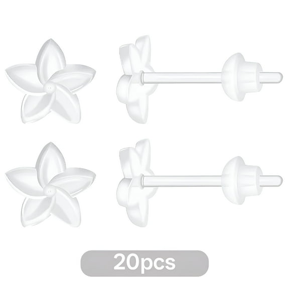 DESIGNICE Clear Sports Earrings Medical Grade Earring,Clear Earrings for Sports,Plastic Earrings,40 Pieces