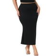 thumbnail image 2 of DARING DIVA Women's Plus Mermaid High Waist Knit Bodycon Long Skirts 1X Black, 2 of 6