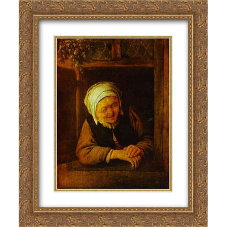 Adriaen van Ostade 2x Matted 20x24 Gold Ornate Framed Art Print 'An Old Woman by Window'