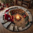 thumbnail image 4 of 3D Optical Illusion Christmas Round Rug, Non-Slip Washable Carpet with Santa Campfire Print for Living Room, Bedroom and Entryway Holiday Decor, 19.69 Inch, 4 of 8