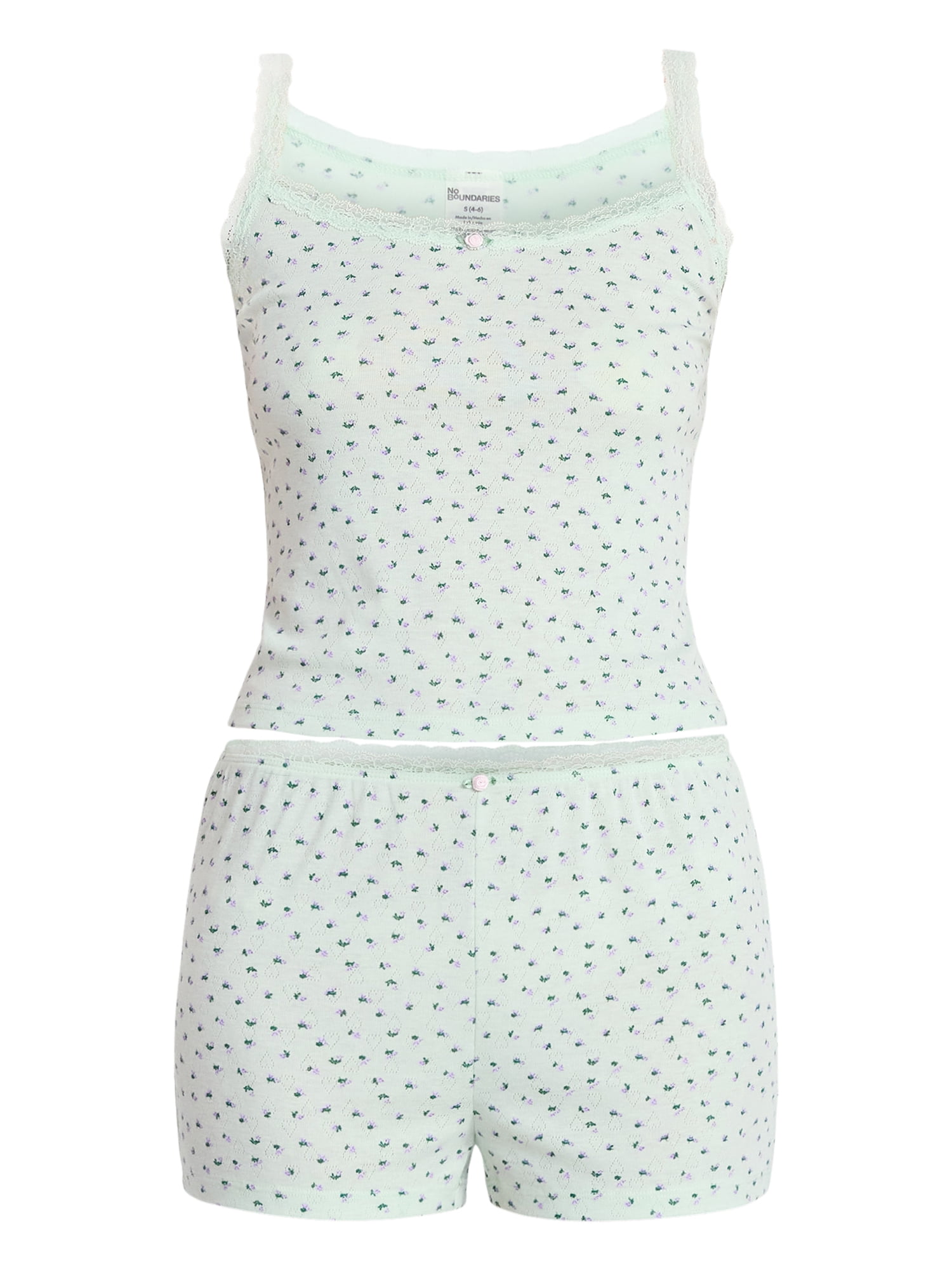 No Boundaries Sleep Pointelle Cami and Shorts Set, 2-Piece, Women’s XXS-3X