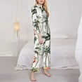 thumbnail image 3 of Fuzoiu Flamingo Palm Trees Print Women's Long-Sleeved Pajama,Lounge Button Down Nightwear,Womens Notch Collar Pajama Set-XX-Large, 3 of 7