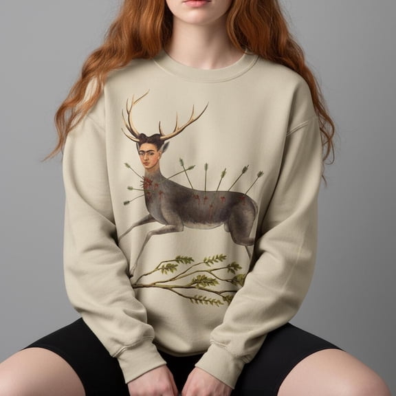 Unisex Frida Kahlo - The Wounded Deer Sweatshirt, Art History Crewneck Sweatshirt