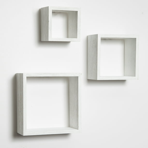 Distressed White 3 Piece Floating Wall Cube Shelves Com - Cube Wall Shelf White Distressed White 3 Piece Floating Wall Cube Shelves Com - Cube Wall Shelf White