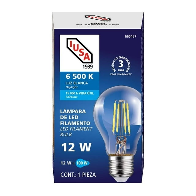 Foco Filamento IUSA Led A19 12W Modelo 665467 Luz Fría