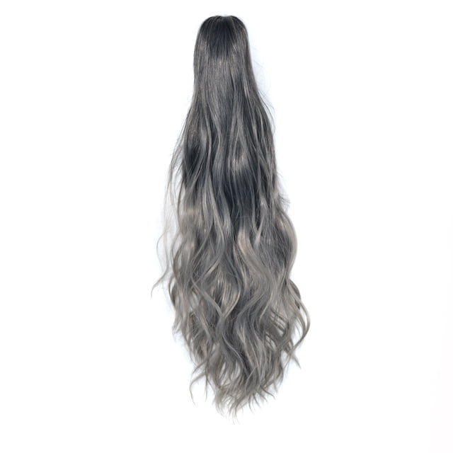 QUYUON Extensions de Cheveux à Clip Droit pour Femmes Perruques Longues Aspect Naturel Postiche pour Femmes Extensions de Queue de Cheval Clips Synthétiques Type de Cheveux Q1097