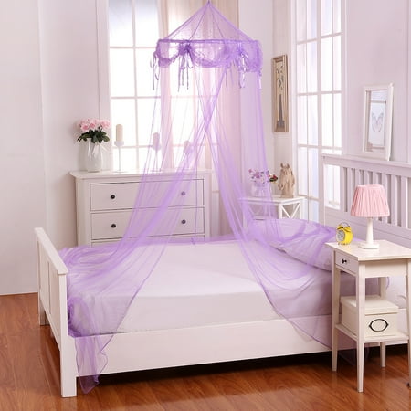 Buttons and Bows Collapsible Hoop Sheer Bed Canopy