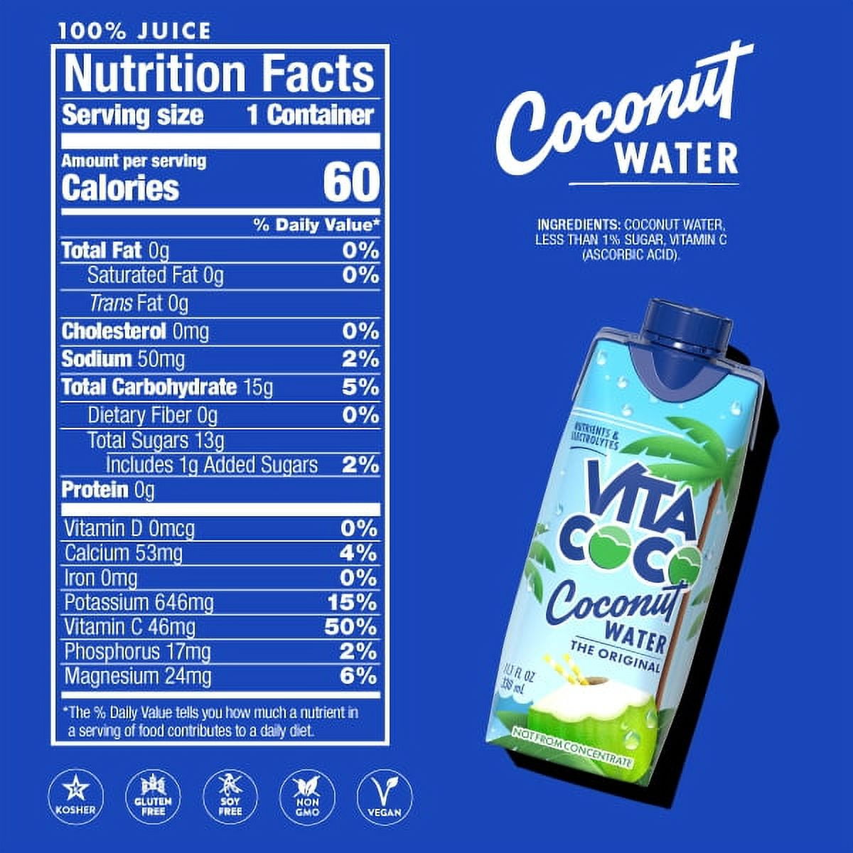 Vita Coco The Original Coconut Water, Nutrients & Electrolytes Rich, Pure, 11.1 fl. oz, 12 Count