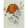 thumbnail image 4 of Bagilaanoe 2pcs Toddler Baby Girls Long Pants Set Letter Print Long Sleeve Sweatshirt Tops + Flared Trousers 6M 12M 18M 24M 3T 4T Kids Casual Outfits, 4 of 8