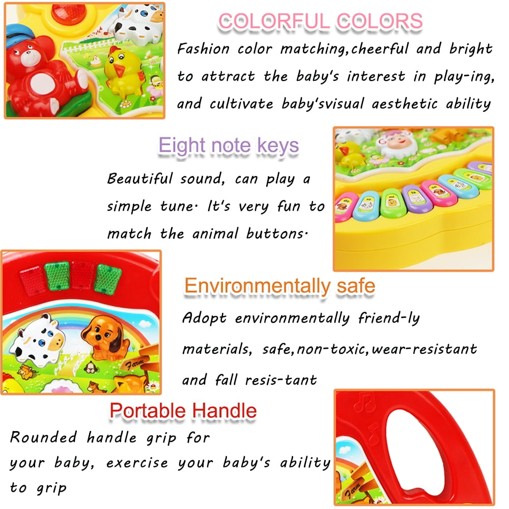 S&C Adorável Lion Baby Piano Toy - 5 Teclas numeradas e coloridas