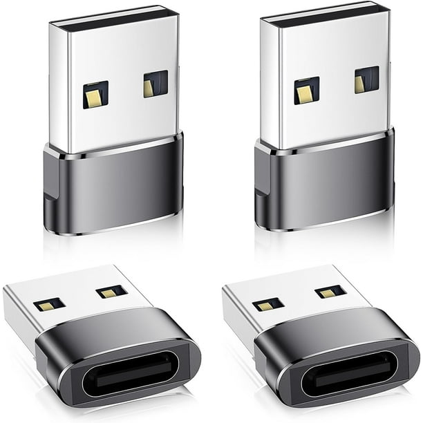 Temdan Adaptador USB a USB C, Paquete de 4, 【2 * Convertidor de Cargador Tipo C Hembra a Macho】 y 【2 * USB C Macho a USB Hembra】 para Apple Watch Ultra 8 9, iPhone 15 Pro Max 14 13 12, AirPods, OTG Ad