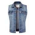 thumbnail image 3 of Made by Olivia Women's Junior Fit Sleeveless Button up Jean Denim Jacket Vest, 3 of 7