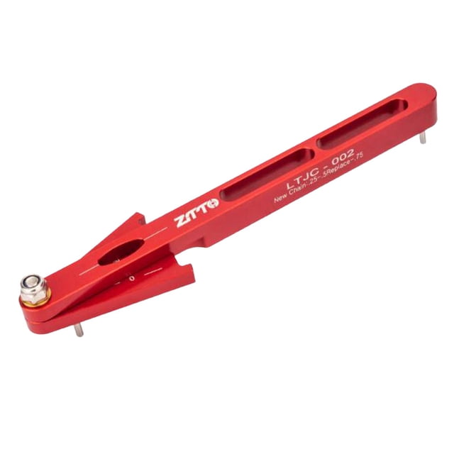 Medición de la regla de medición del verificador de cadena portátil, herramienta de mano de reparación de calibre de cadenas estiradas de bicicleta , Rojo shamjiam Comprobador de desgaste de cadena de bicicleta